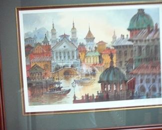 "Corisica Hilltown" signed and numbered print #895 of 950 by Anatola Akrasnyansky