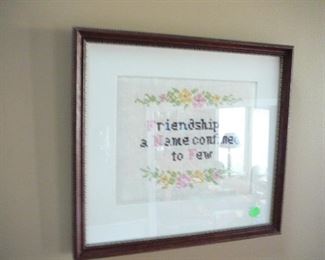 framed Friendship needlepoint