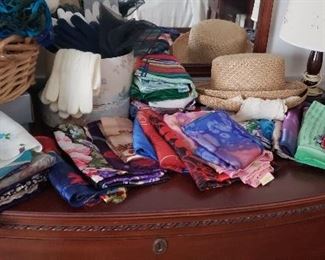 Large Assortment of Silk Scarves 