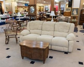 La-Z-Boy couch - double recliners! Love the table sitting in front!