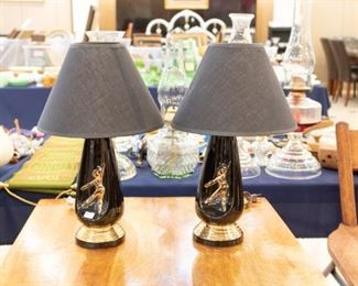 Little gymnasts on these sweet little lamps.