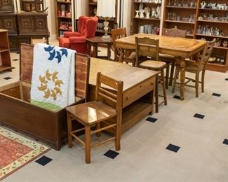 Quilt, cedar chest, etc.