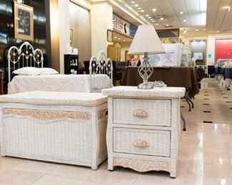 Wicker trunk and nightstand