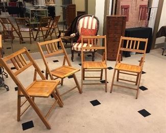 Vintage set wooden folding chairs.