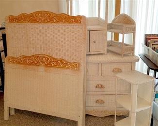 Whitewash wicker Dresser, rack, stand...