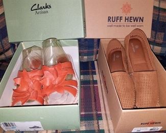 Brand new women's size 9 Clark's leather sandals and Ruff Hewn leather shoes