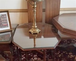 Dropleaf gatefold end table with custom glass top