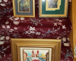 Framed art. Oil below