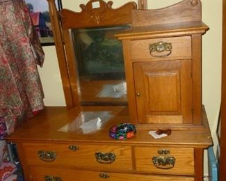 Unusual vintage dresser w/mirror and cabinet