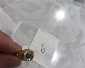 14K Diamond and Emerald Ring in antique setting - $275