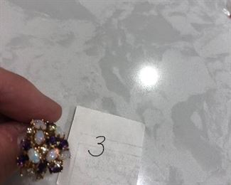 14K Diamond, amethyst and opal ring $450