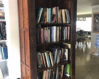 Large Hand carved wooden bookshelf $700