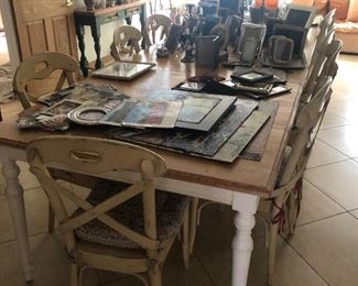 Very large dining table $400 chairs are $150 each, sterling silver frames $50 on up