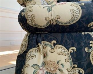 Tufted Back, Fringed Skirt Accent Chair, Matching Drapes Available