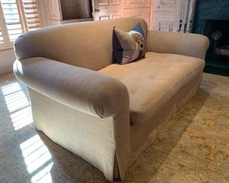 Custom Skirted Sofa in Natural Cotton 
