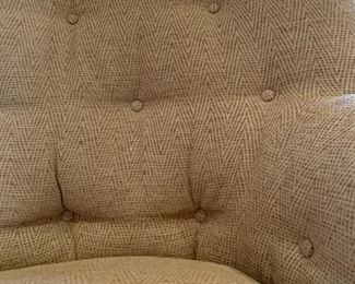Tufted Back Swivel Armchairs, PAIR, in Natural Cotton