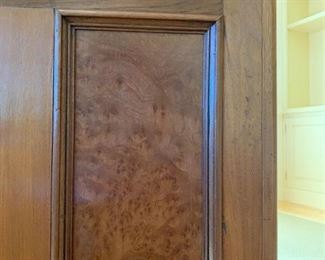 Antique French Double Pedestal Desk with Leather Top and Burled Panels