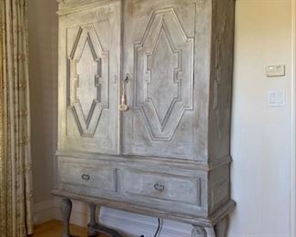 Grey Washed Armoire on Stand