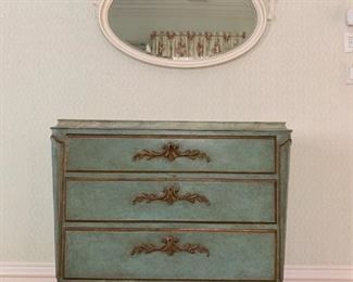 Faux Marble Top Regency Three Drawer Chest