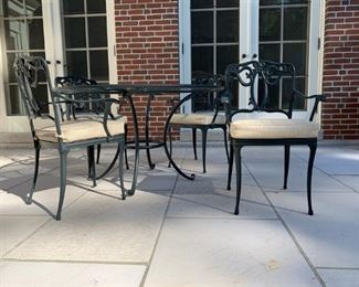 Brown Jordan Roma Collection Glass Inset Patio Table and Chairs