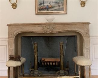 English Fireplace Fender with Seat