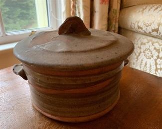 Lidded Stoneware Pot, Signed Fen