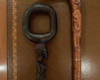 African Fertility Goddess Cane, Carved Cane