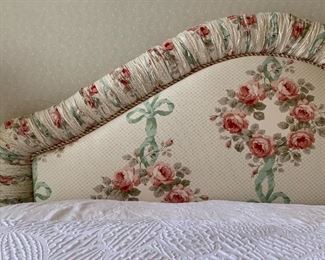 Upholstered Shirred Headboard with Matching Bed Skirt