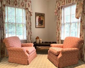 Upholstered Armchairs, PAIR