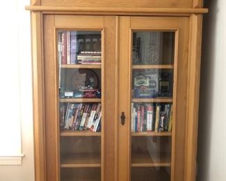 Wood bookcase with glass doors