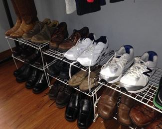 Racks of consigned men's shoes