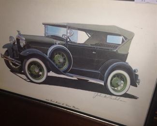 Framed picture of a 1930 Ford Model "A" - Deluxe Phaeton