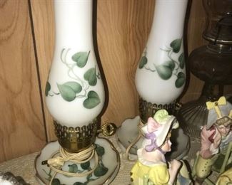 Milk Glass Dresser Lamps