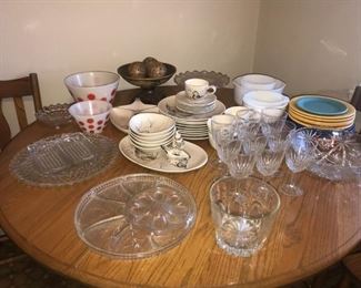 Redwing Bob White Quail Dinnerware. Fire King RED DOT Splash Proof Bowls, Vintage Fiesta, Cake Stand 