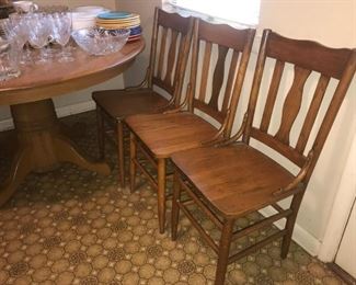 Matching set SIX Varied T-Back OAK chairs