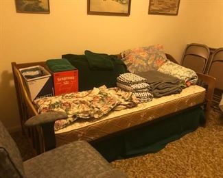 Trundle Bed and Linens, Card Table with four chairs