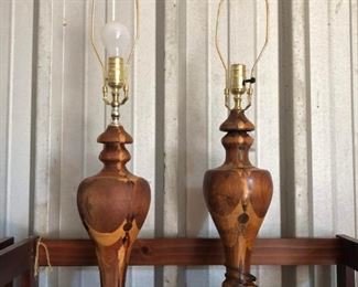 Hand Turned wooden lamps.