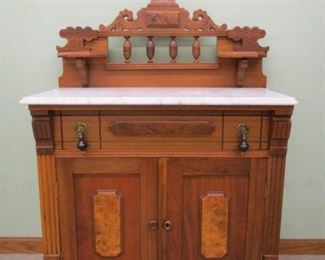Victorian Walnut Marble Top Commode