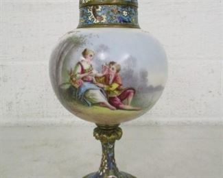Serves Type & Champleve Pictorial Urn