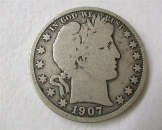 1907 Barber Silver Half Dollar