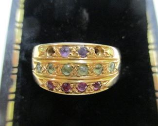 14K Yellow Gold Multi-Stone Ring - Size 8
