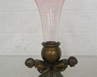Art Deco Figural Metal Base Vase
