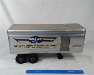 vintage Wyandotte Toys grey van lines trailer. Greyhound