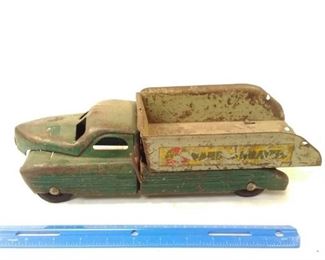 vintage 1940's Buddy L sand and gravel toy dump truck. Pressed Steel