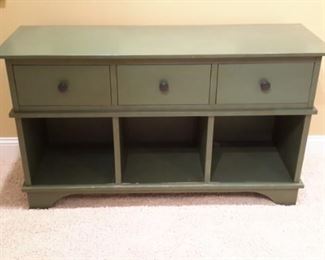 Very nice green cabinet with 3 cubbies and 3 drawers...would be great in a mud room!