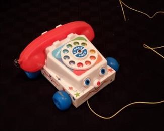 Fisher-Price 1985 Chatter Phone pull toy, with original pull and handset cords!