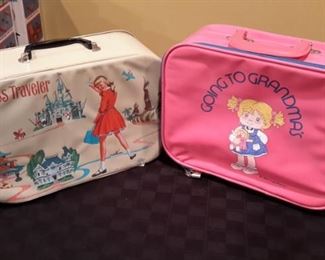 Vintage Miss Traveler and Going to Grandma's luggage. Zipper intact and work!