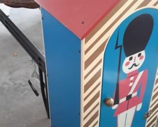 Unique Christmas decoration! Painted wood cabinet with door that opens to shelving. 