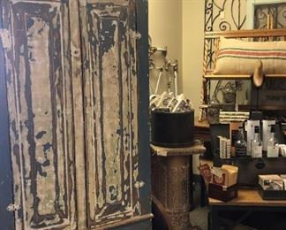 Vintage Ophthalmology Chart Lights Up! Blue Chippy Cabinet,