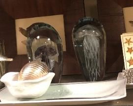 Assorted Silver Dipped/Tipped Shells, Jellyfish Paperweight, Small Orbit, White Tortoise Shell, Mint Julip Cups